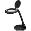 Goobay 65576 Lampada d'ingrandimento a stativo a LED, 6 W, nero, 1,3 m - 80-450 lm, dimmerabile, lente di vetro da 100 mm, ingrandimento 1,75x, 3 diottrie
