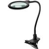 Goobay 65577 Lampada d'ingrandimento a LED a clip, 6 W, nera, 1,5 m - 480 lm, lente di vetro da 100 mm, ingrandimento 1,75x, 3 diottrie