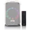LENCO BTC-060WH - Set karaoke con Bluetooth®, batteria ricaricabile, microfono karaoke wireless e illuminazione LED da discoteca - Bianco