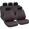 LAMPA Set di coprisedili per auto Hive in resistente tessuto di poliestere nero/rosso
