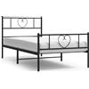 vidaXL Struttura letto con testiera e pediera in metallo nero 90x190 cm