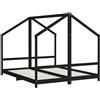 vidaXL Letto per bambini nero 2x(80x200) cm in legno di pino massiccio