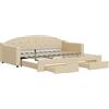 vidaXL Lettino allungabile con cassetti crema 90x200 cm in tessuto