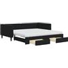 vidaXL Letto da giorno allungabile con cassetti nero 100x200 cm in velluto