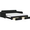 vidaXL Letto da giorno allungabile con cassetti nero 100x200 cm in velluto