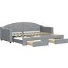 vidaXL Divano letto estraibile con cassetti Grigio chiaro 80x200 cm Tessuto