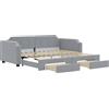 vidaXL Divano letto estraibile con cassetti Grigio chiaro 90x200 cm Tessuto