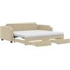 vidaXL Lettino allungabile con cassetti crema 90x200 cm in tessuto