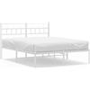 vidaXL Struttura letto con testiera in metallo bianco 140x200 cm
