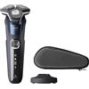 Philips SHAVER Series 5000 S5885/35 Rasoio elettrico a umido e a secco, rasoio rotante, nero, blu, lame di precisione in acciaio, pulsanti, LED, SH71