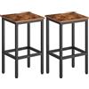 HOOBRO Sgabello da bar HOOBRO, set di 2 sgabelli da bar con poggiapiedi, stabili e comodi, altezza 65 cm, struttura in acciaio nero, per soggiorno, sala da pranzo, cucina, industriale