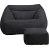 Home Deluxe - Borsa a sacco COZY con sgabello - Tessuto: velluto a coste, colore: antracite - Dimensioni: 100 x 88 x 80 cm, compresa imbottitura I Borsa a sacco a fagiolo