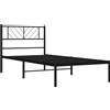 vidaXL Struttura letto con testiera in metallo nero 90x190 cm