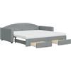 vidaXL Letto da giorno allungabile con cassetti grigio chiaro 100x200 cm in tessuto