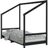 vidaXL Letto per bambini nero 90x190 cm in legno di pino massiccio