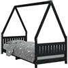 vidaXL Letto per bambini nero 80x200 cm in legno di pino massiccio