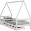 vidaXL Letto per bambini con cassetti bianco 80x200 cm in legno di pino massiccio
