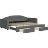 vidaXL Letto da giorno allungabile con cassetti grigio scuro 90x200 cm in tessuto