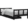 vidaXL Letto per bambini con cassetti nero 90x200 cm in legno di pino massiccio