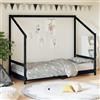 vidaXL Letto per bambini nero 90x200 cm in legno di pino massiccio
