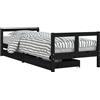 vidaXL Letto per bambini con cassetti nero 80x200 cm in legno di pino massiccio