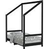 vidaXL Letto per bambini nero 70x140 cm in legno di pino massiccio