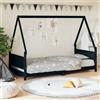 vidaXL Letto per bambini nero 90x190 cm in legno di pino massiccio