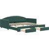 vidaXL Letto da giorno allungabile con cassetti verde scuro 100x200 cm in velluto