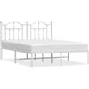 vidaXL Struttura letto con testiera in metallo bianco 135x190 cm