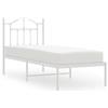 vidaXL Letto in metallo senza materasso con testiera bianco 75x190 cm