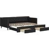 vidaXL Divano letto estraibile con cassetti Nero 90x200 cm Tessuto