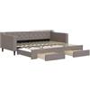 vidaXL Divano letto estraibile con cassetti Taupe 90x200 cm Tessuto