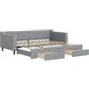 vidaXL Divano letto estraibile con cassetti Grigio chiaro 90x200 cm Tessuto