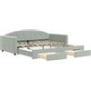 vidaXL Letto da giorno allungabile con cassetti grigio chiaro 90x190 cm velluto