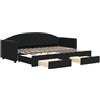 vidaXL Divano letto estraibile con cassetti Nero 80x200 cm Velluto