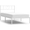 vidaXL Struttura letto con testiera in metallo bianco 100x190 cm