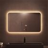 doporro Specchio Bagno LED 100x60 cm Rettangolare Retroilluminato con Interruttore Tattile Dimmerabile 3 Colori Antifog in Vetro Temperato HD, Installazione Orizzontale o Verticale