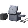 Anker 3-in-1 Cube - Caricabatterie wireless - con MagSafe + adattatore di alimentazione CA - 15 Watt - MFI - Nero