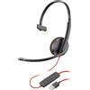 HP Inc. Poly Blackwire 3210 - Serie Blackwire 3200 - Cuffia auricolare - on-ear - cablata - USB-A - Nero - Certificata Skype