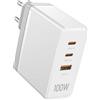 Vention Caricatore di rete, Vention, Fegw0-Eu, 2Xusb-C, Usb- A, 100W/100W/30W, Gan (bianco)