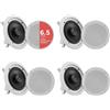 Pyle 16,5 cm 4 altoparlanti da soffitto, altoparlante da incasso da 200 W, altoparlante da soffitto Bluetooth, amplificatore a 4 canali, altoparlante da parete, altoparlante a 2 vie