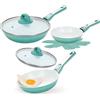 Genius Cerafit Revolution set di padelle 7 pezzi 20+24+28 CM, 2 coperchi in vetro, inserto Viles, padella antiaderente in Vetroceramica, manico rimovibile