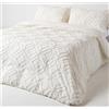 HOMESCAPES Biancheria da letto in percalle 135 x 200 cm bianca in 100% cotone, trapuntata con motivo a rombi