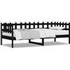 vidaXL Letto da giorno nero 90x190 cm in legno di pino massiccio