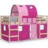 vidaXL Letto a soppalco per bambini con tunnel Rosa 80x200 cm in legno di pino massiccio