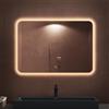 doporro Specchio Bagno LED 100x80 cm Rettangolare Retroilluminato con Interruttore Tattile Dimmerabile 3 Colori Antifog in Vetro Temperato HD, Installazione Orizzontale o Verticale