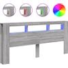 vidaXL Testata LED grigio Sonoma 220x18,5x103,5 cm Materiale a base di legno