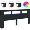 vidaXL Testata LED nera 220x18,5x103,5 cm Materiale a base di legno