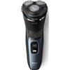 Philips Serie 3000 Shaver S3144/00 Rasoio elettrico per uso a secco e a umido, rasoio rotante, nero, blu, PowerCut, SH30, 2 anni, batteria ricaricabile