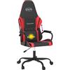 vidaXL Sedia da gaming vidaXL con funzione massaggio, in Pelle finta nera e rossa